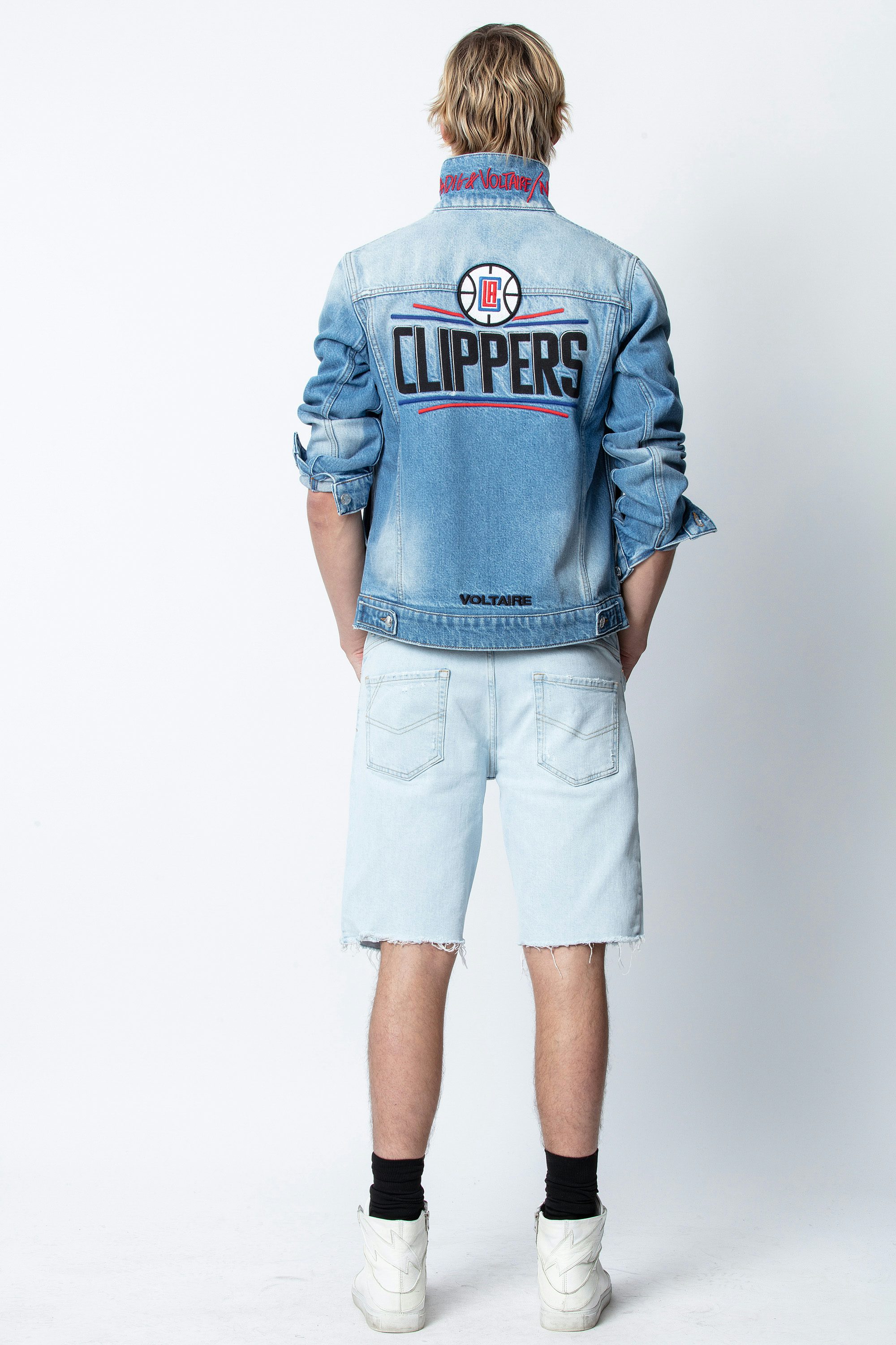 Blouson Base LA Clippers - Blauer Herrenblouson aus Jeansstoff, Kapselkollektion NBA©.